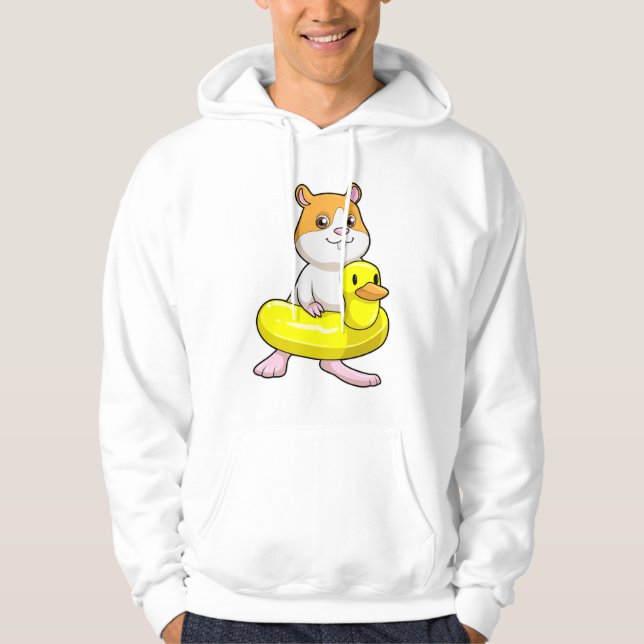 Hamster i Beach med Anka som Simma ring Hoodie (Framsida)
