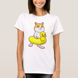 Hamster i Beach med Anka som Simma ring T Shirt