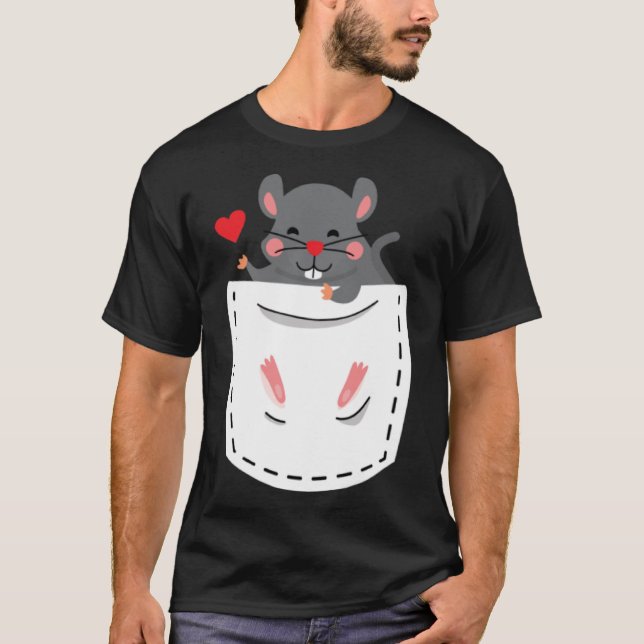 Hamster i Breast Pocket Cute Rodent T Shirt (Framsida)