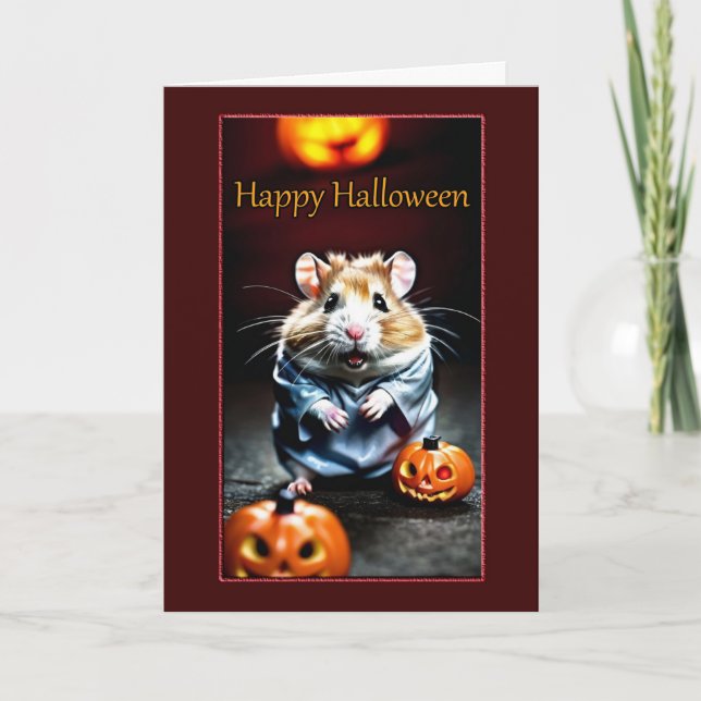 Hamster i Costume Halloween Card Kort (Framsida)