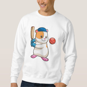 Hamster i Cricket med Cricket fladdermus & Cap Lång Ärmad Tröja