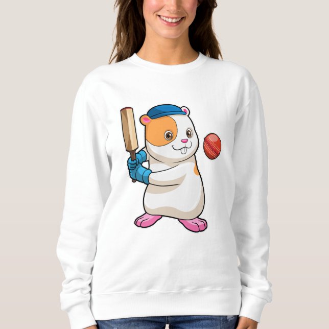 Hamster i Cricket med Cricket fladdermus & Cap T Shirt (Framsida)