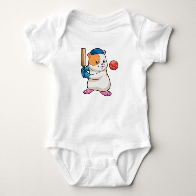 Hamster i Cricket med Cricket fladdermus & Cap T Shirt (Framsida)