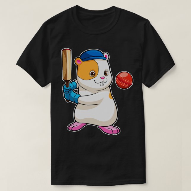 Hamster i Cricket med Cricket fladdermus Cap T Shirt (Design framsida)