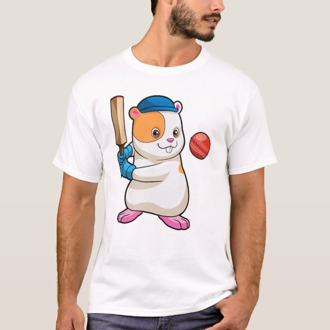 Hamster i Cricket med Cricket fladdermus & Cap T Shirt (Framsida)