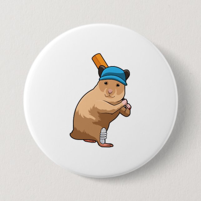 Hamster i Cricket med Cricket fladdermus Knapp (Framsida)