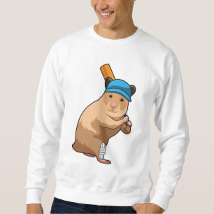 Hamster i Cricket med Cricket fladdermus Lång Ärmad Tröja