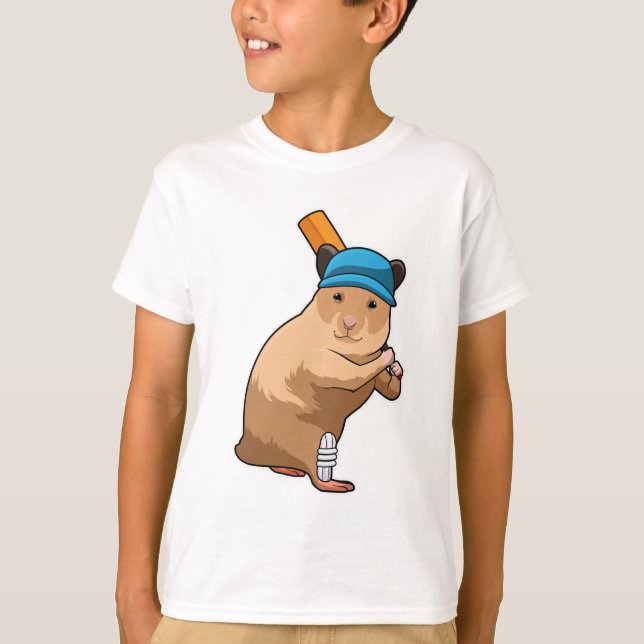 Hamster i Cricket med Cricket fladdermus T Shirt (Framsida)