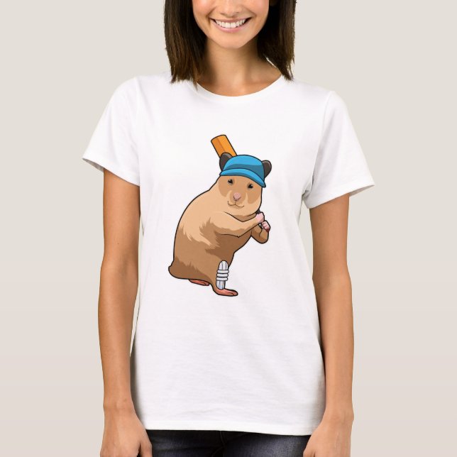 Hamster i Cricket med Cricket fladdermus T Shirt (Framsida)