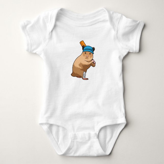 Hamster i Cricket med Cricket fladdermus T Shirt (Framsida)