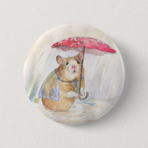 Hamster i Rain-Funny Mushroom Knapp