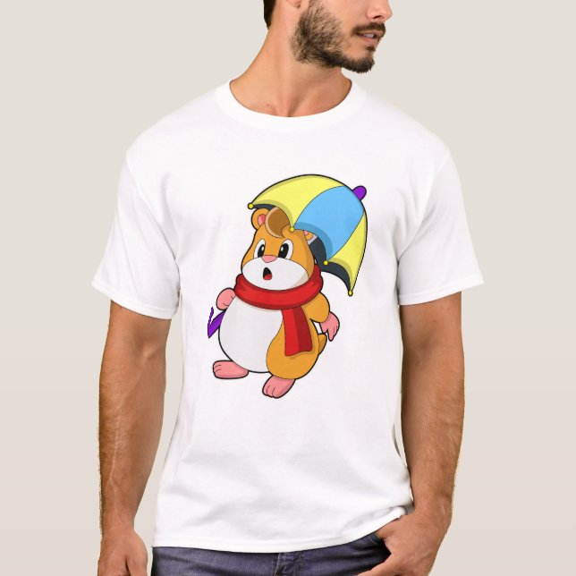 Hamster i Rain med Umbrella T Shirt (Framsida)
