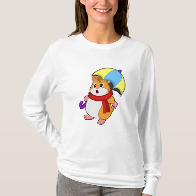 Hamster i Rain med Umbrella T Shirt (Framsida)