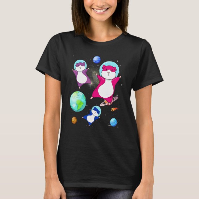 Hamster i rymden Bisexuell Flagga Bisexualitet Sto T Shirt (Framsida)