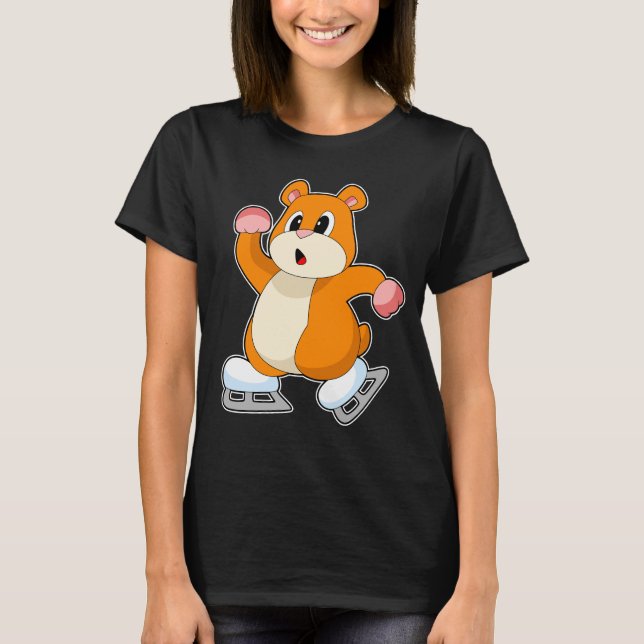 Hamster Ice Skates Ice Skates Vintersport T Shirt (Framsida)