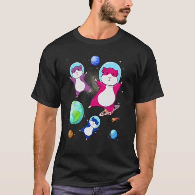 Hamster in Space Bisexual Flagga Bisexuality Pride T Shirt (Framsida)