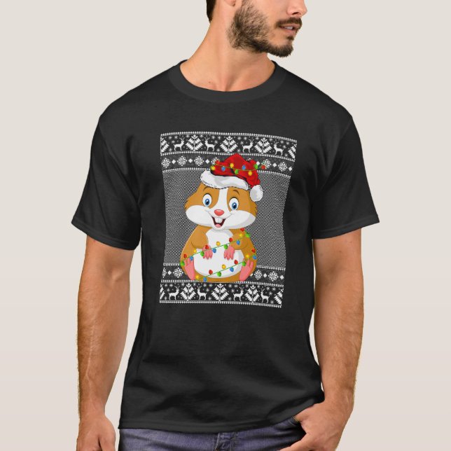 Hamster jul Ljus Matching Santa Ugly Sweat T Shirt (Framsida)