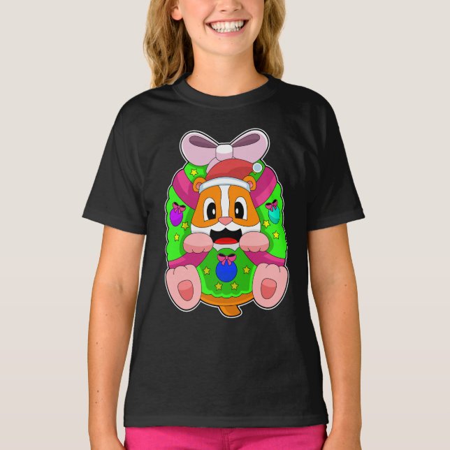 Hamster jul Ribbon T Shirt (Framsida)
