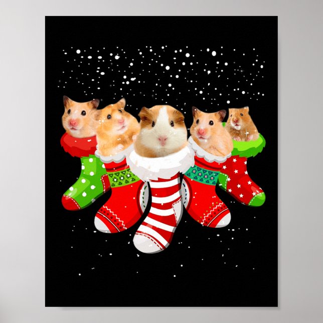 Hamster jul Socks Funny Julafton Gifts För manar W Poster (Framsidan)