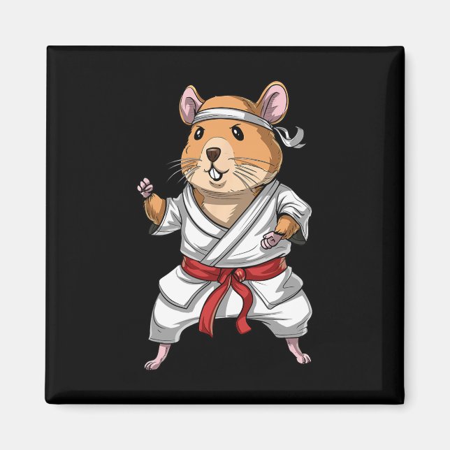 Hamster Karate Ninja Jiu-jitsu Judo Taekwondo Mart Magnet (Framsidan)