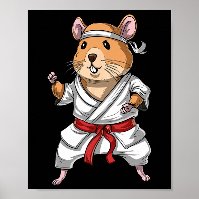 Hamster Karate Ninja Jiu-jitsu Judo Taekwondo Mart Poster (Framsidan)