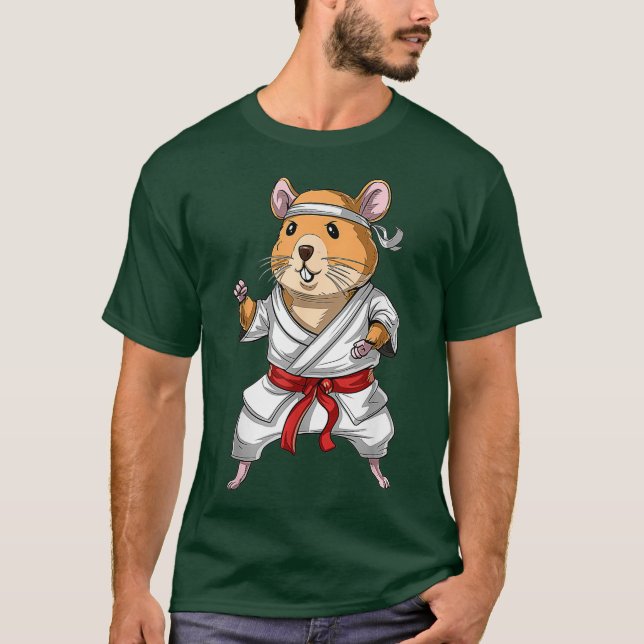 Hamster Karate Ninja Jiu-Jitsu Judo Taekwondo T Shirt (Framsida)