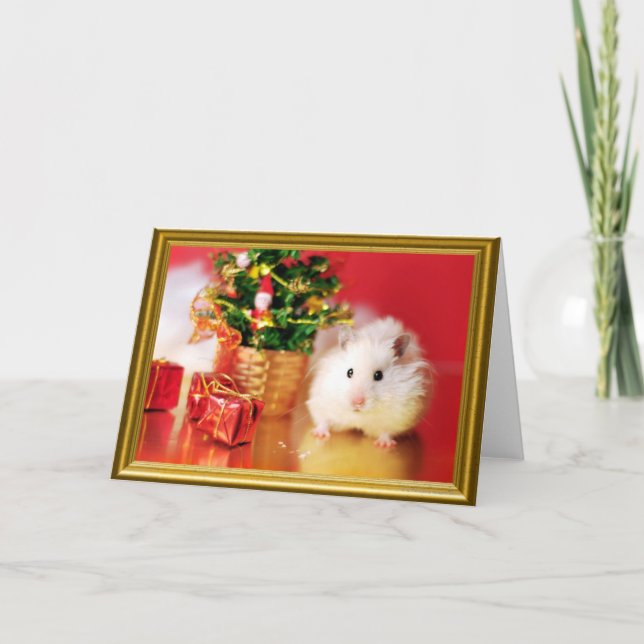 Hamster Kokolinka med julgranen Helgkort (Framsida)
