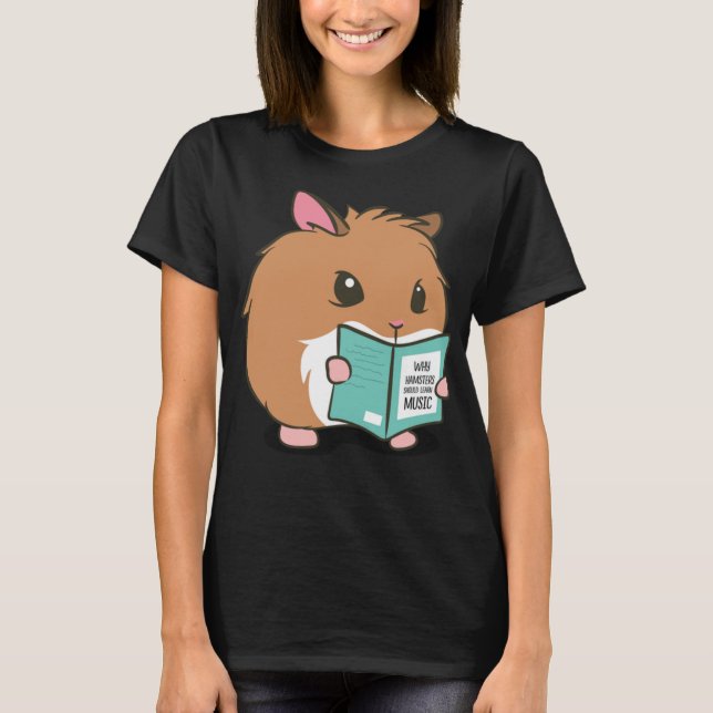 Hamster learn Music Funny Rodent T Shirt (Framsida)
