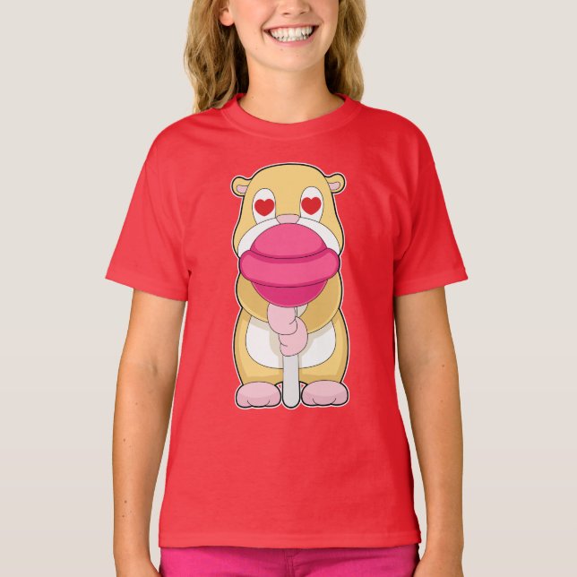 Hamster Lollipop T Shirt (Framsida)