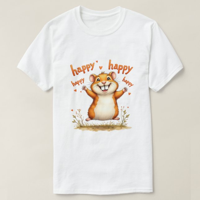 Hamster "Lycklig Hamster" T Shirt (Design framsida)