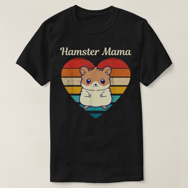 Hamster Mama Cute Hamster Design Retro Heart Shape T Shirt (Design framsida)