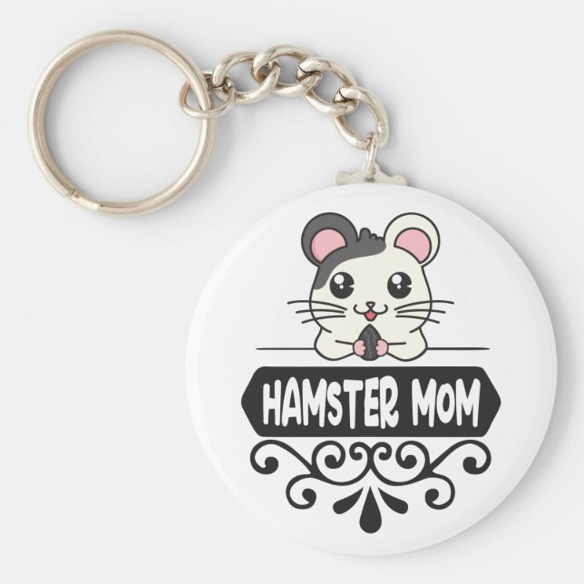 Hamster mamma pet djur älskare gullig nyckelring (Framsidan)