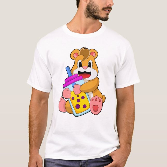Hamster med Baby flaska Juice T Shirt (Framsida)