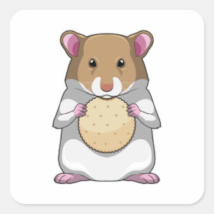 Hamster med Biscuit Fyrkantigt Klistermärke