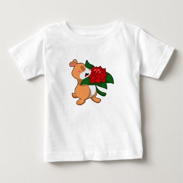Hamster med blomros t shirt (Framsida)