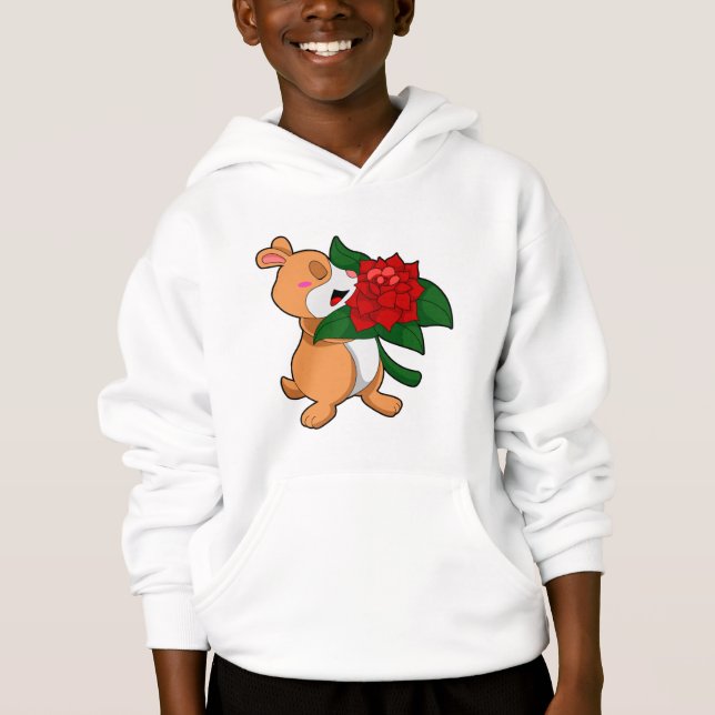 Hamster med blomros t shirt (Framsida)