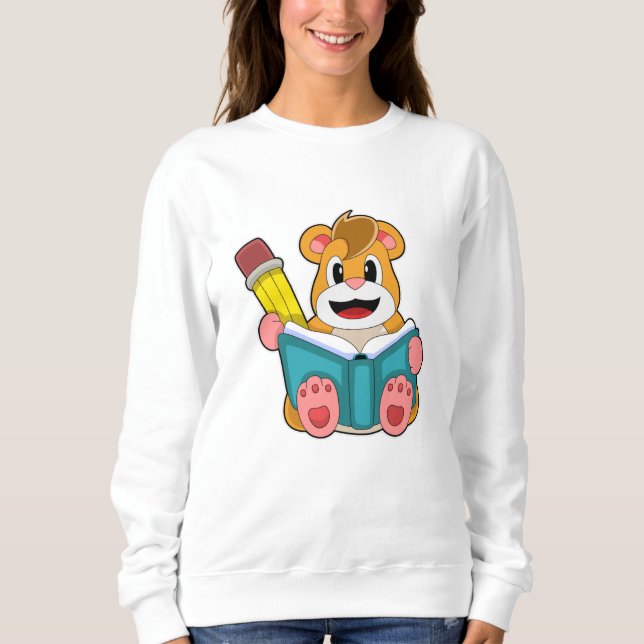 Hamster med Bok och Pen T Shirt (Framsida)