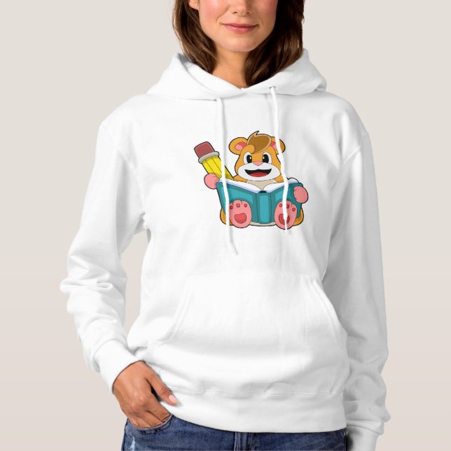 Hamster med Bok och Pen T Shirt (Framsida)