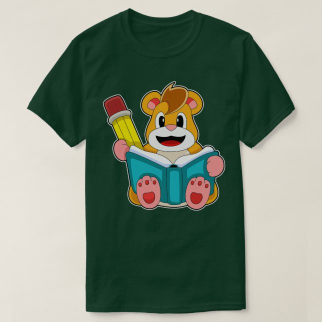 Hamster med Bok Pen T Shirt (Design framsida)