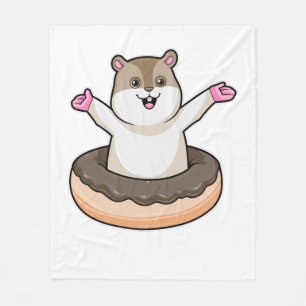 Hamster med Chocolate Donut Fleecefilt