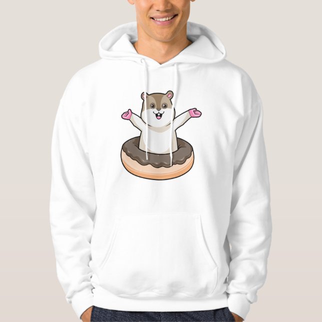 Hamster med Chocolate Donut Hoodie (Framsida)