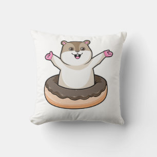 Hamster med Chocolate Donut Kudde