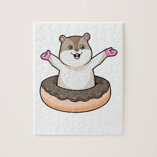 Hamster med Chocolate Donut Pussel (Vertikal)