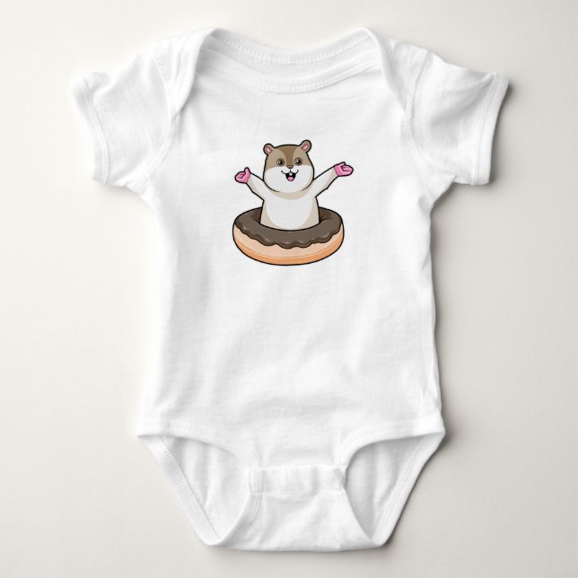 Hamster med Chocolate Donut T Shirt (Framsida)