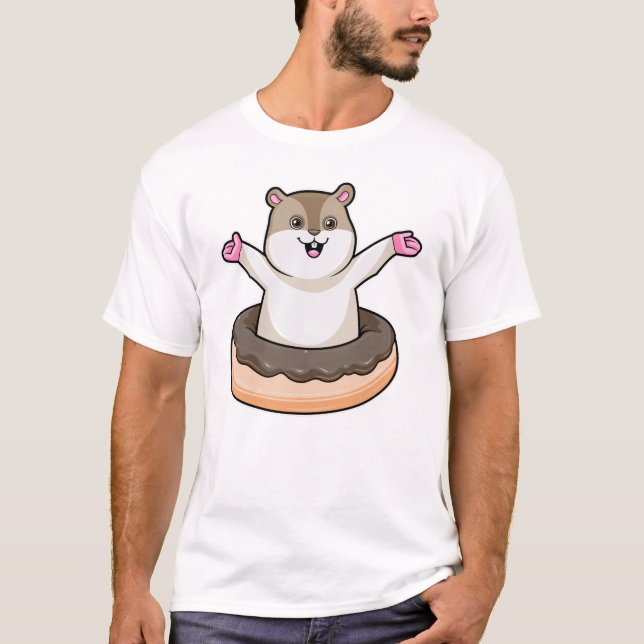 Hamster med Chocolate Donut T Shirt (Framsida)