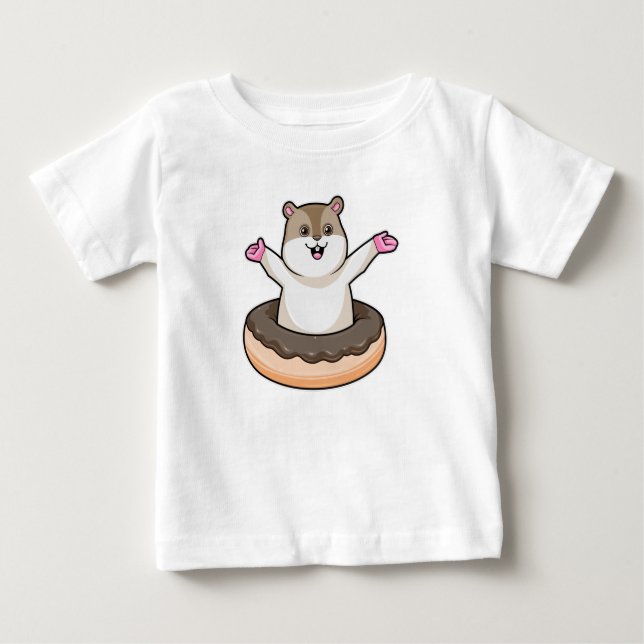 Hamster med Chocolate Donut T Shirt (Framsida)