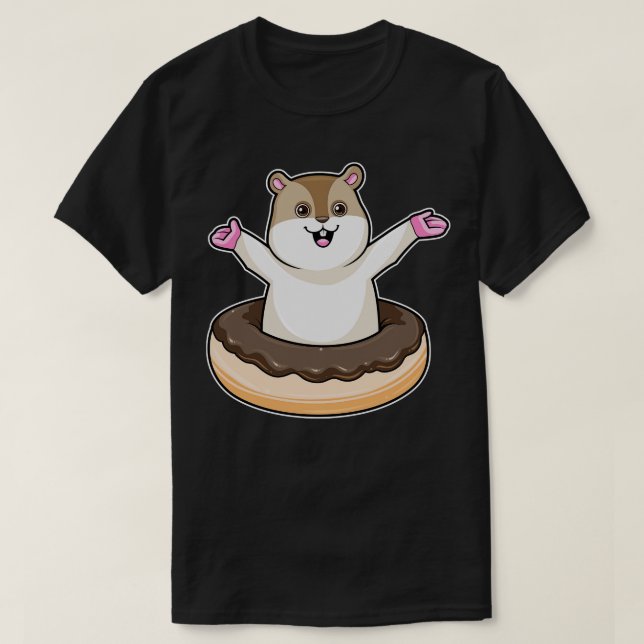 Hamster med Chocolate Donut T Shirt (Design framsida)