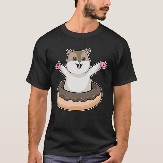 Hamster med Chocolate Donut T Shirt (Framsida)