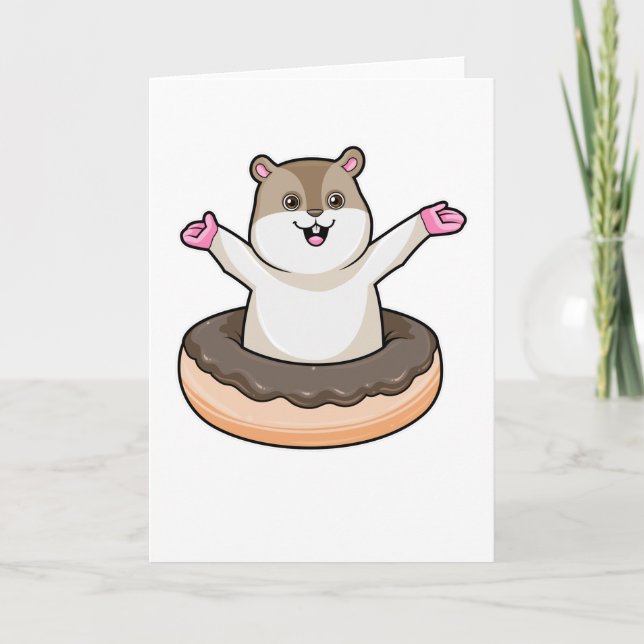 Hamster med chokladdonut kort (Framsida)