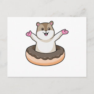 Hamster med chokladdonut vykort